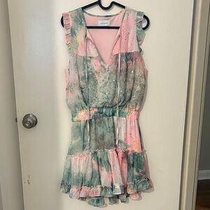 Adrienne Pink and Green Mini Dress